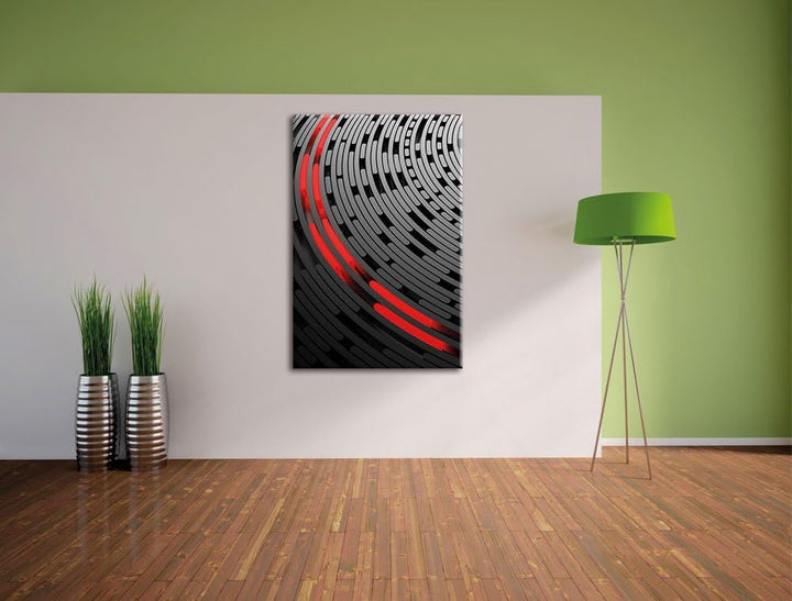 Pixxprint DJ Platte Abstrakte Kunst schwarz/weiss als Leinwandbild/Grösse: 120x80 cm/Wandbild/Kunstd