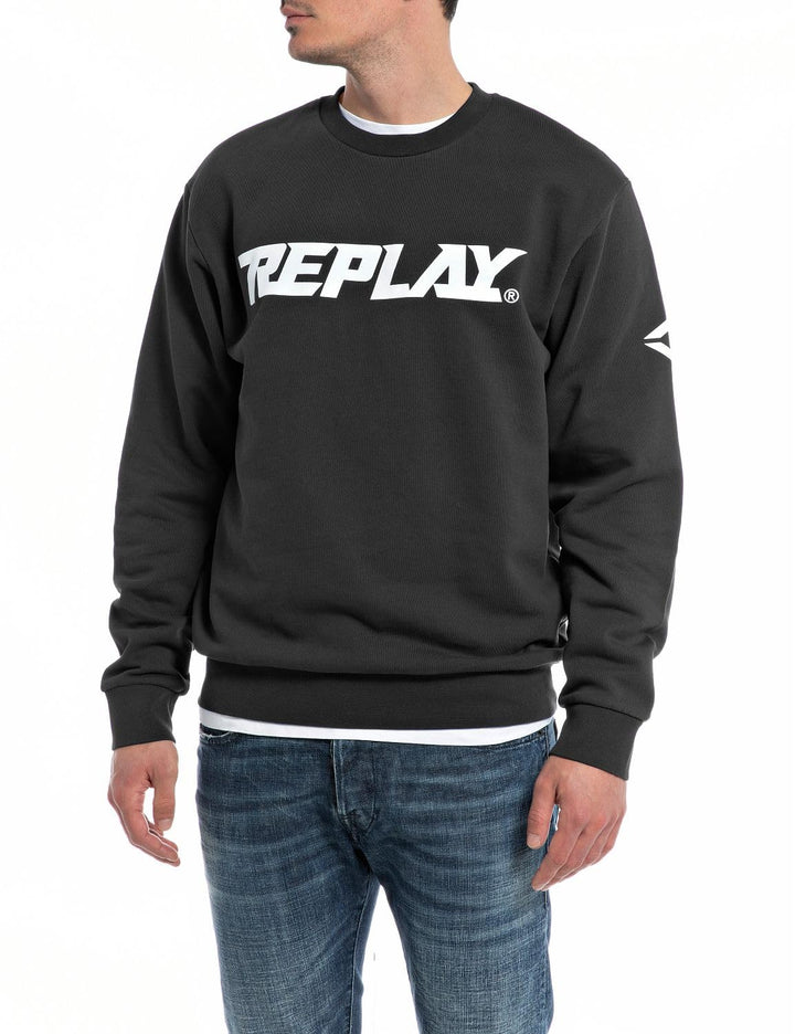Replay Herren Sweatshirt mit Logo ohne Kapuze S Black 098, S Black 098