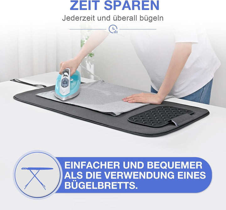 KINGRACK Bügelmatte, rutschfest, 80x42 cm, Schwarz | Extrem rutschfeste Oberfläche, hitzebeständig,