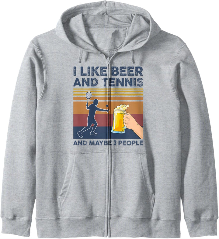 I Like Beer and Tennis and Maybe 3 People Funny Gift Kapuzenjacke