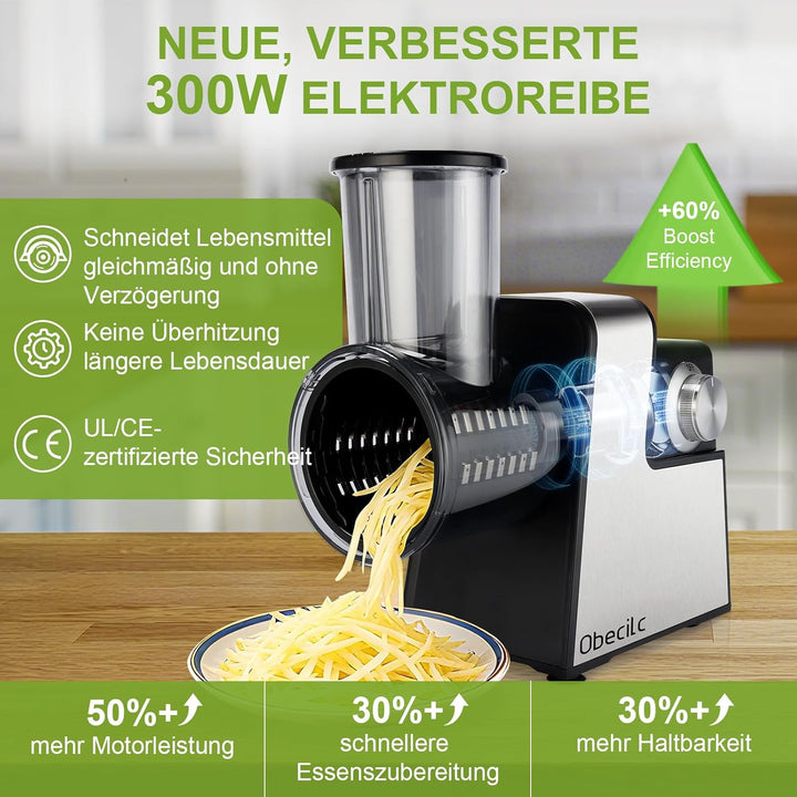 Elektrischer Gemüseschneider mit 7 Spiralscheider zum Schneiden Raspeln und Zerkleinern Käse Obst un