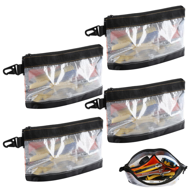 FRETONBA 4 Stück Small Tool Zipper Pouch, Tragbare Werkzeugtasche Klein | Transparentes Pvc-Materia