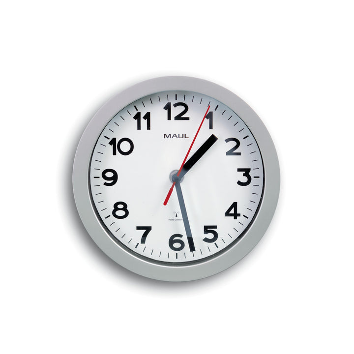 Maul Wanduhr MAULstep Ø 20 cm | Funkuhr mit automatischer Zeiteinstellung | ideal für Wohnzimmer, Sc