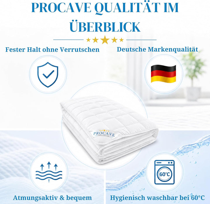 PROCAVE Micro-Comfort Matratzen-Bett-Schoner weiss 90x200 cm mit Spannumrandung | Höhe bis 30cm | Au