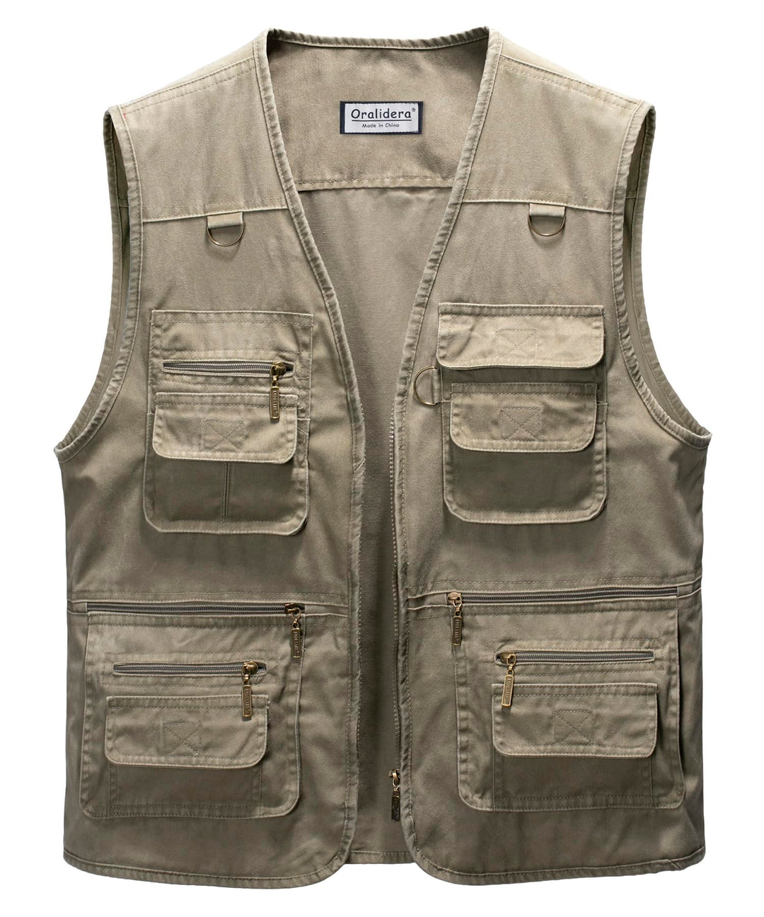 Oralidera Herren Outdoor Weste Freizeit Jacke Leicht Safari Weste mit Reissverschluss Jagd und Angle