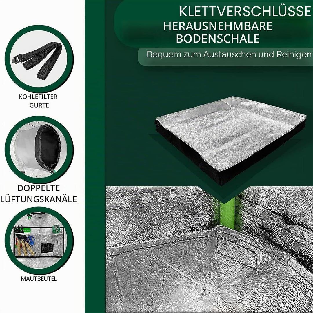 GA 60x60x120 cm Wachstumszelt Reflektierendes Mylar Hydroponic-Wachstumszelt mit Beobachtungsfenster