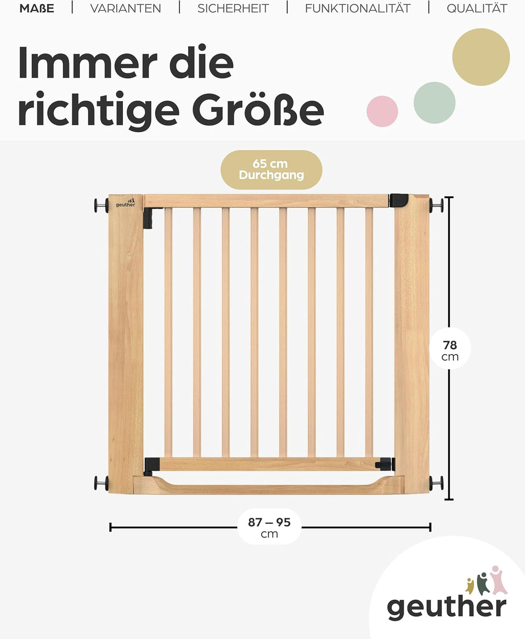 Geuther Easylock Flat Step Treppenschutzgitter ohne Bohren, 87-95 cm Breite, Türschutzgitter zum Kle