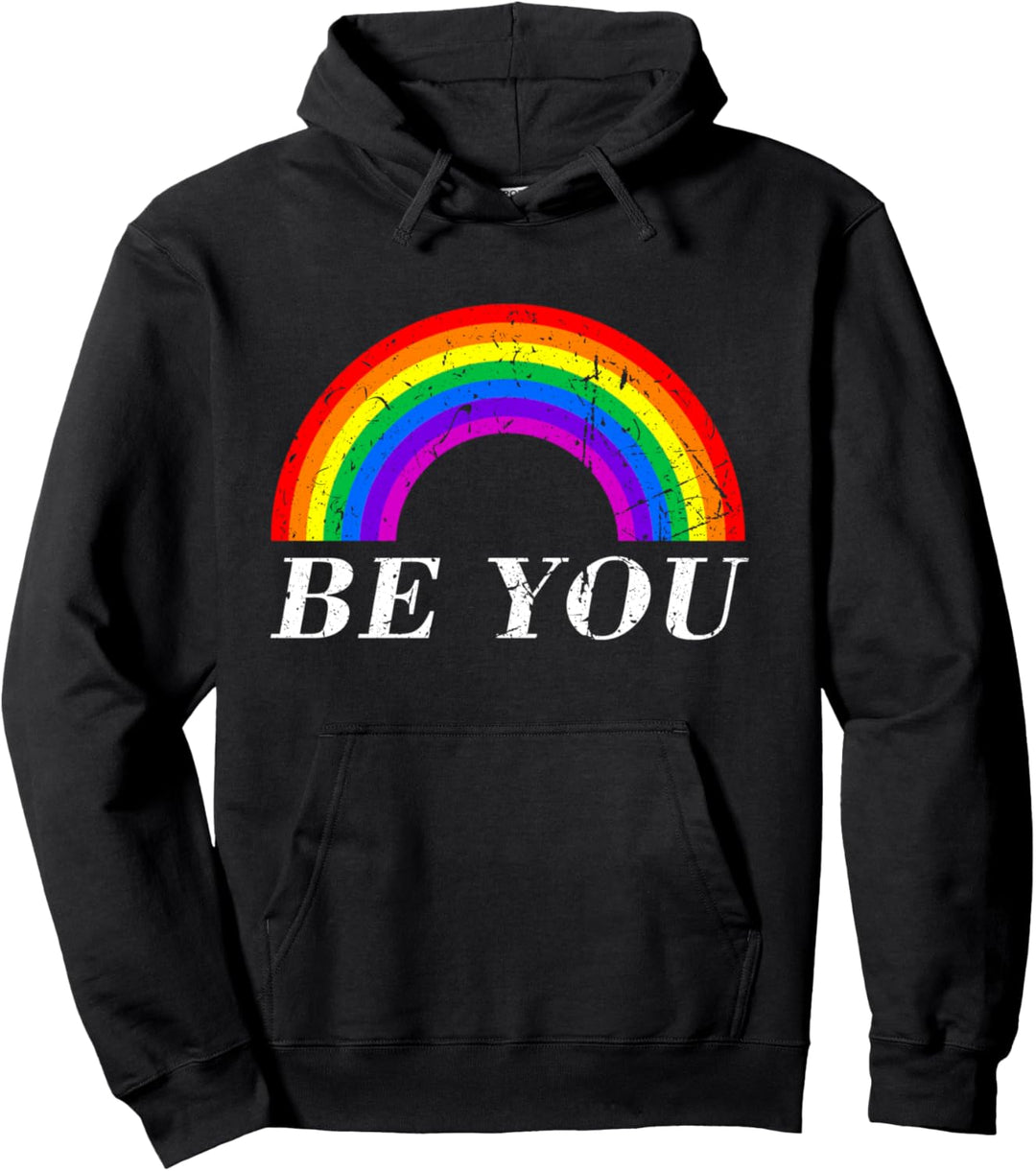 LGBTQ+ Rainbow Pride Proud Be You Briefdruck Pullover Hoodie