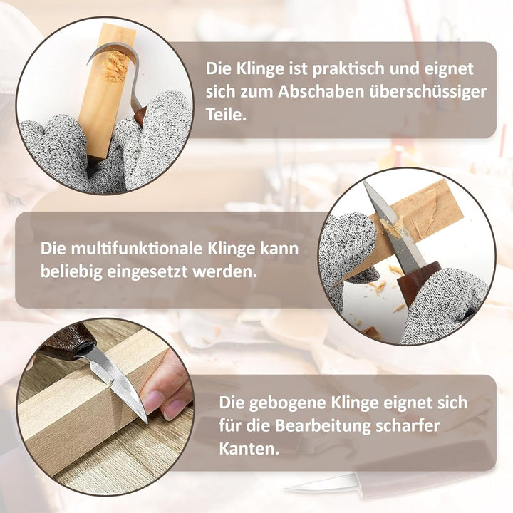 Schnitzwerkzeug Holz Schnitzset für Anfänger, Holz Schnitzwerkzeug Set, 10 Stück Holzschnitzwerkzeug