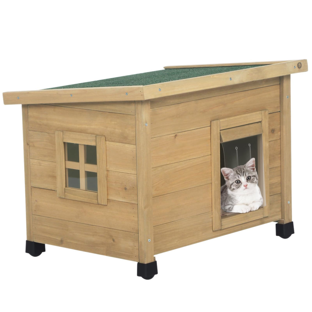 Holz-Katzenhaus für den Aussenbereich mit wasserdichtem Asphaltdach, geeignet für Welpen und kleine