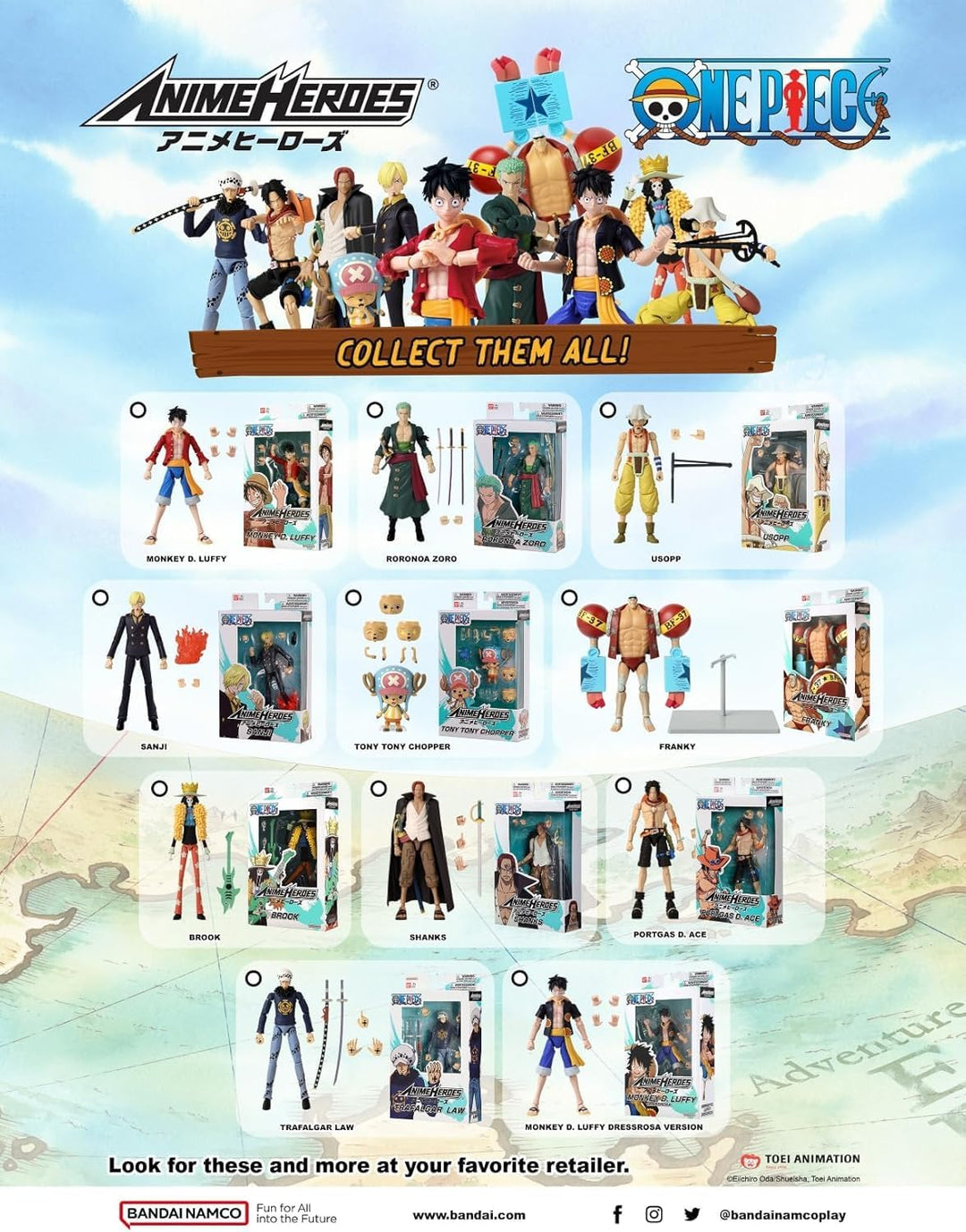 BANDAI – Anime Heroes - One Piece - Anime Heroes Figur 17 cm - Brook - 37006, Brook