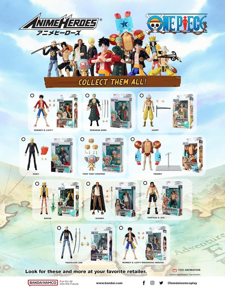 BANDAI – Anime Heroes - One Piece - Anime Heroes Figur 17 cm - Brook - 37006, Brook