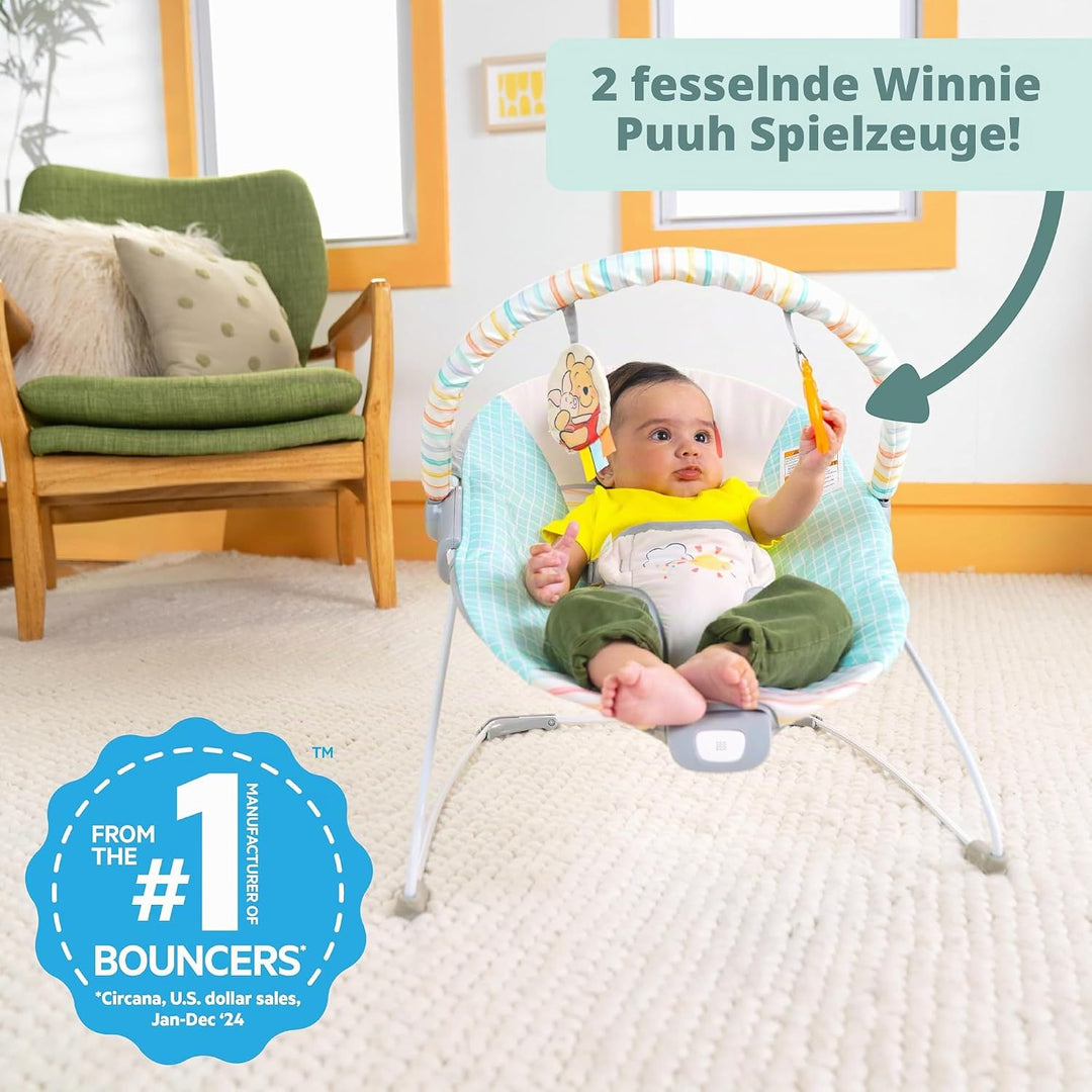 Disney Baby Winnie Puuh Hunny Hues Babywipper von Bright Starts mit beruhigenden Vibrationen, Unisex