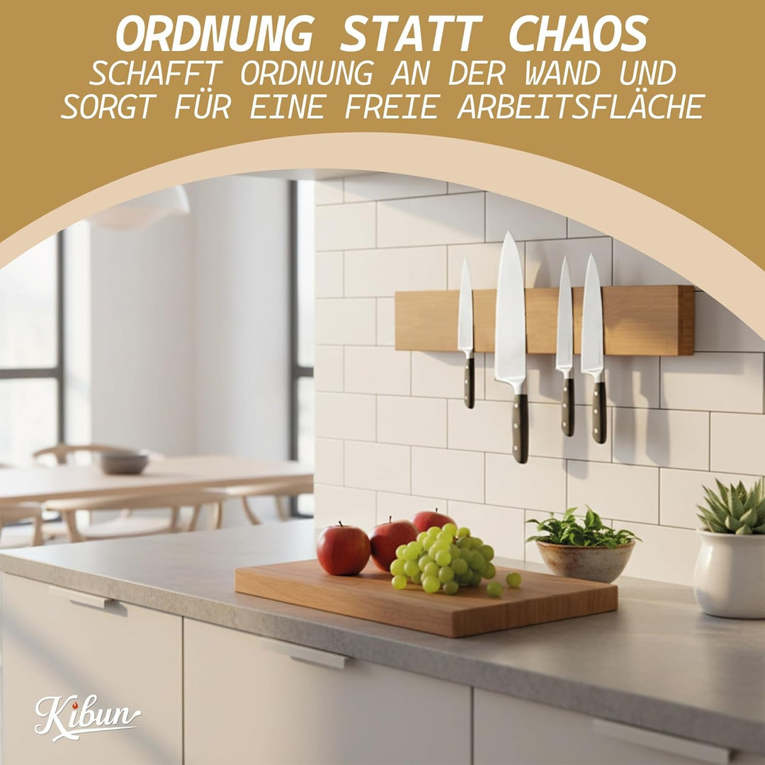 Kibun® Magnetleiste für Messer 40 cm; Extra Starker Magnet Messerhalter, edles Bambus/Walnuss Holz M