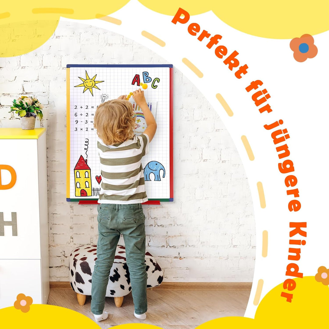 Swansea Whiteboard für Kinder, 60x45cm, Doppelseitig, Kleine Magnettafel Kinder Wand mit Maker für S