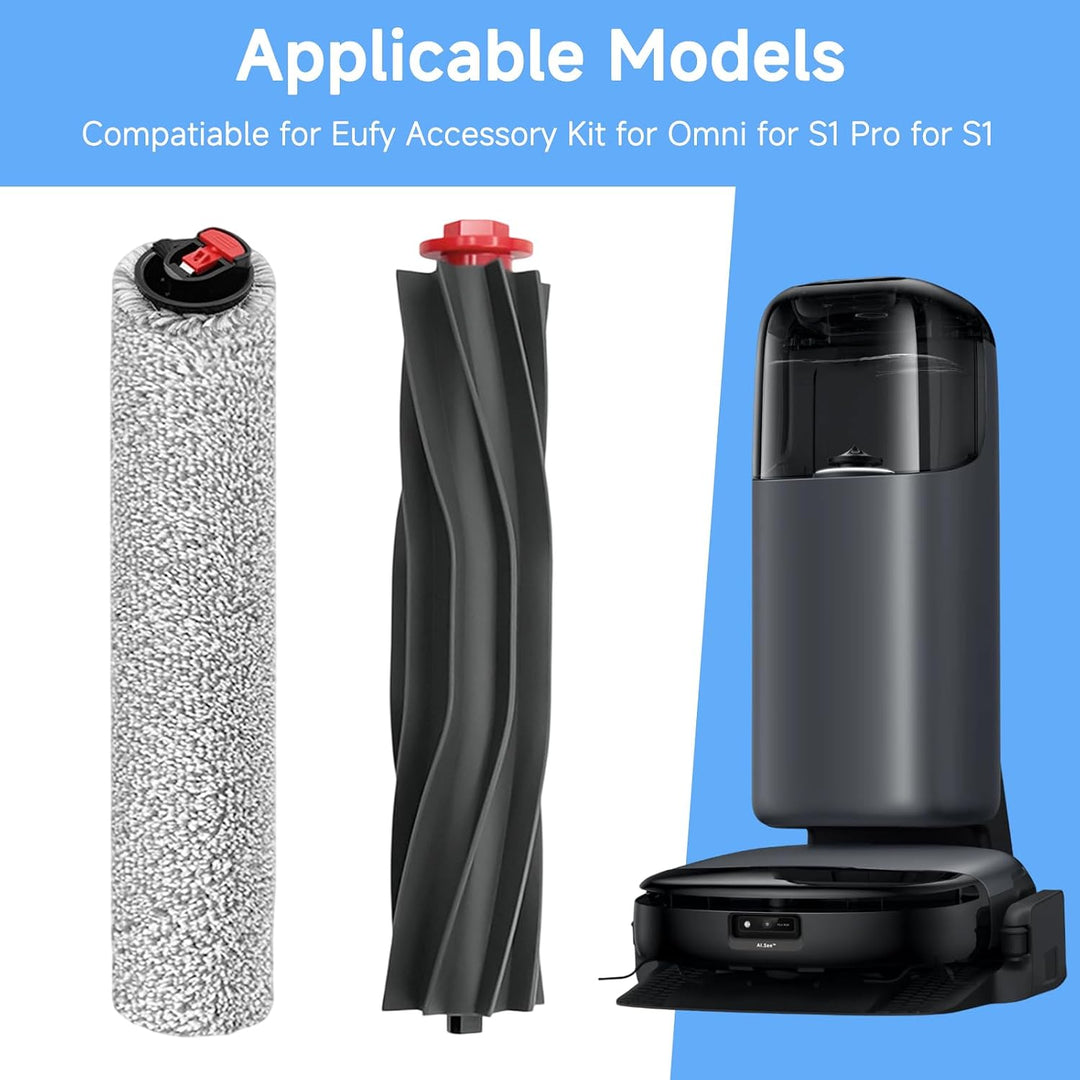 1 Rollbürste mit 2 Rollen Wischmopp Kit Ersatzteil für eufy Zubehör Kit für Omni S1 Pro, S1