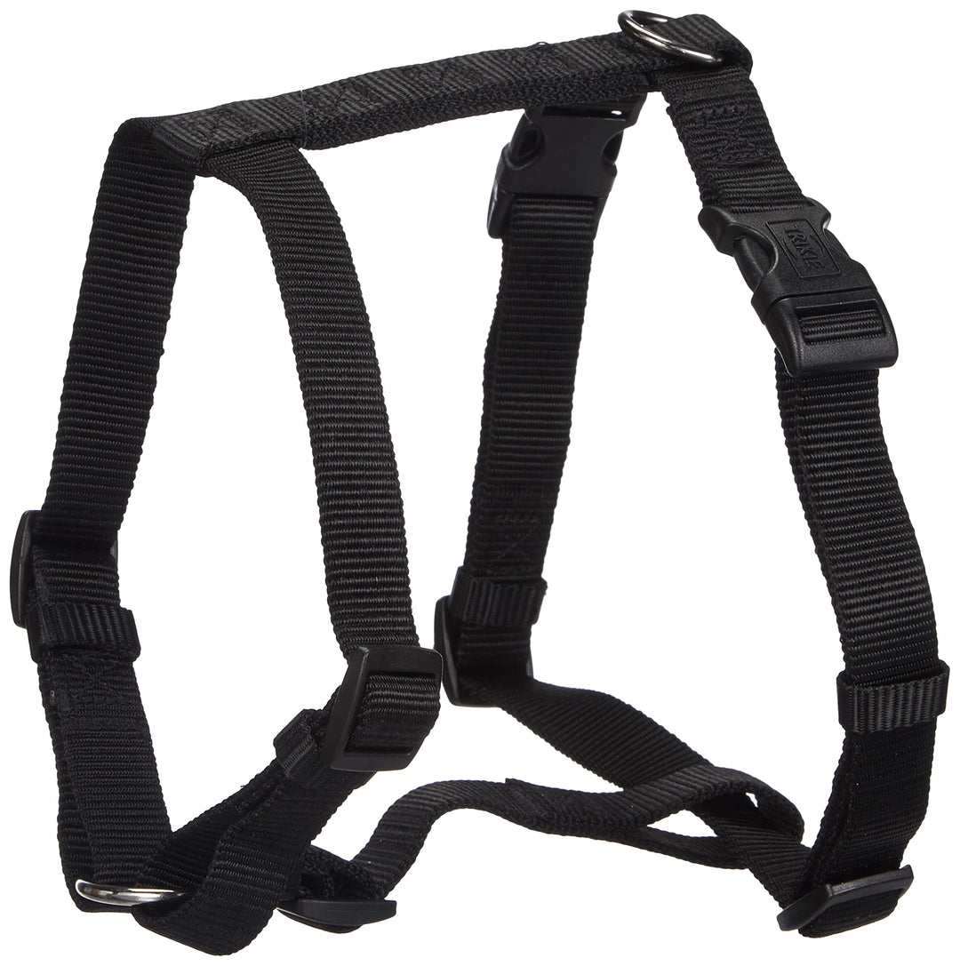 TRIXIE Classic H-Geschirr Grösse M–L: Brustumfang 50–75 cm/20 mm in schwarz - verstellbares Führungs