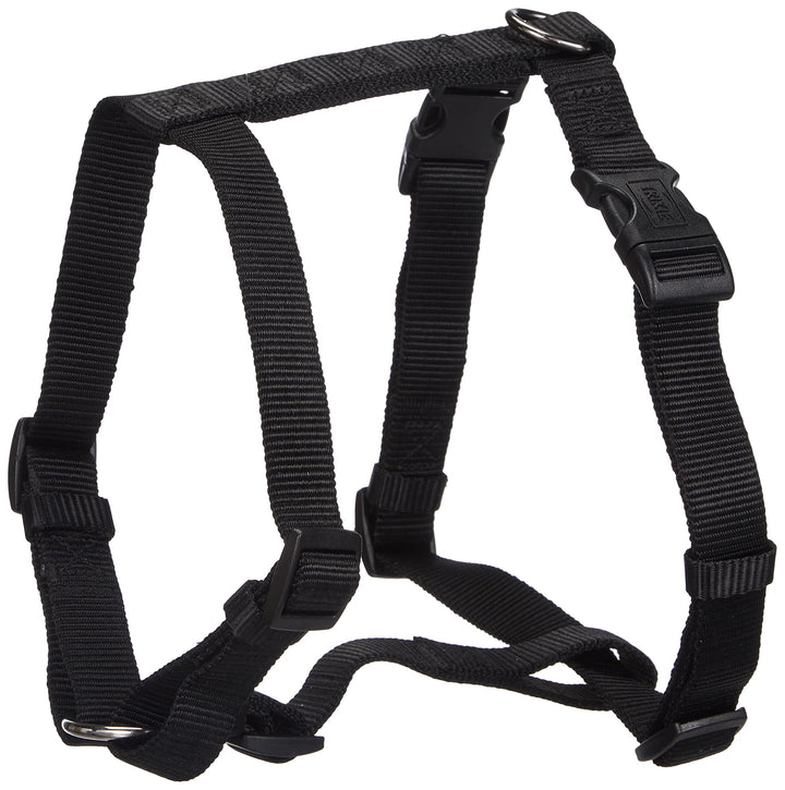 TRIXIE Classic H-Geschirr Grösse M–L: Brustumfang 50–75 cm/20 mm in schwarz - verstellbares Führungs