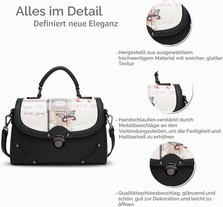 NICOLE&amp;DORIS Elegant Stilvoll Damen Handtaschen Tote Umhängetasche Schultertaschen Henkeltaschen Tas