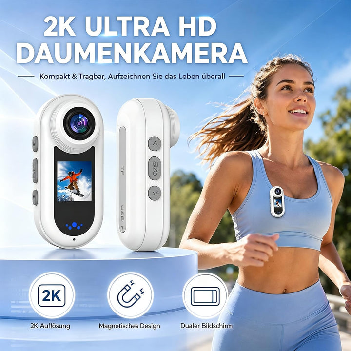 4K Body Cam Daumengrösse Magnetische Tragbare WiFi Wasserdicht POV Kamera | Mit Zubehör, Körperkamer