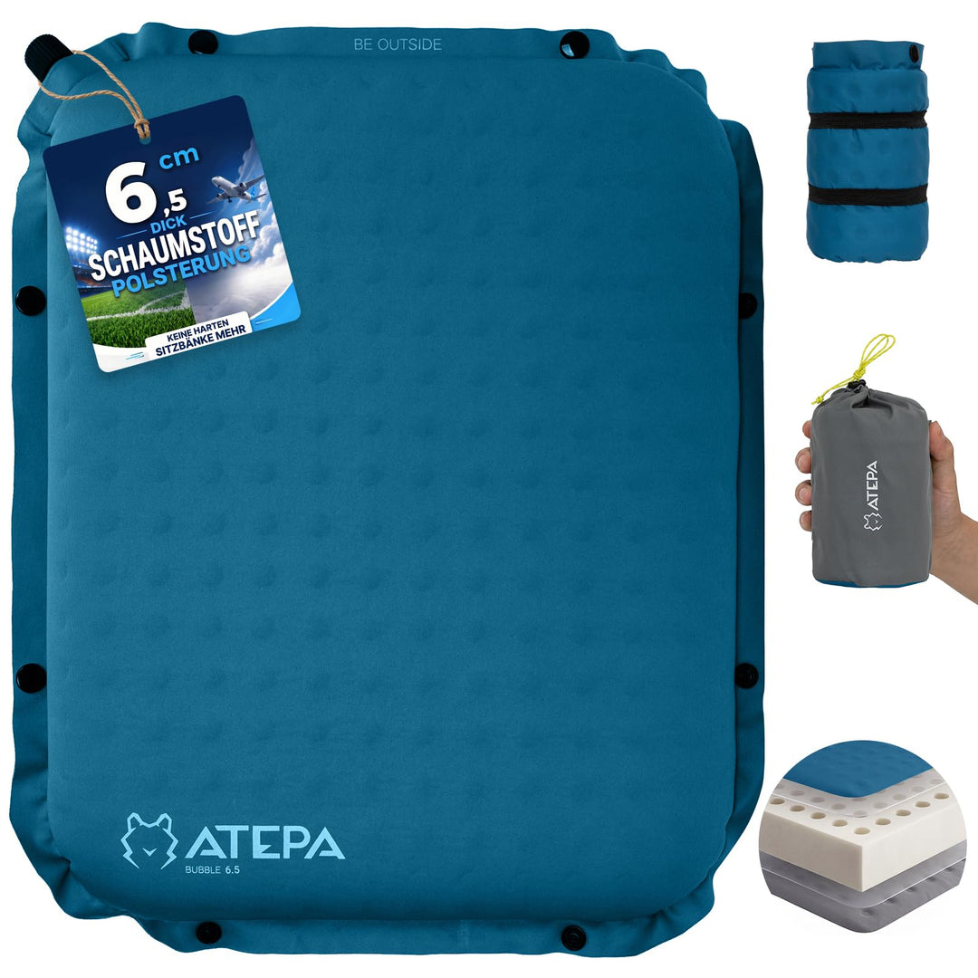 ATEPA Sitzkissen Outdoor, Faltbar Aufblasbar Stadion Flugzeug Unterwegs Camping Wander Bürostuhl Kno