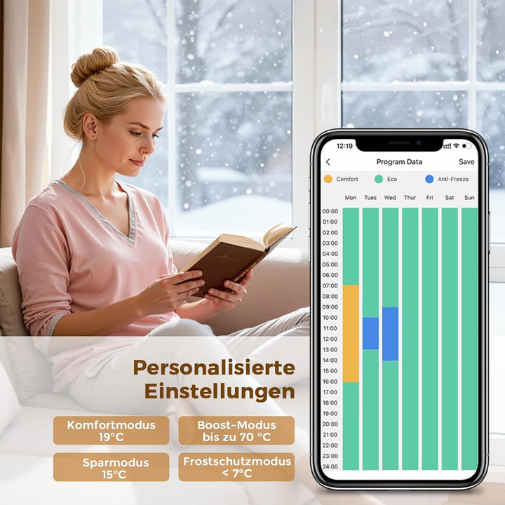 S'AFIELINA Heizstab mit Thermostat für Badheizkörper Handtuchtrockner 900 Watt Heizelemente Europäis