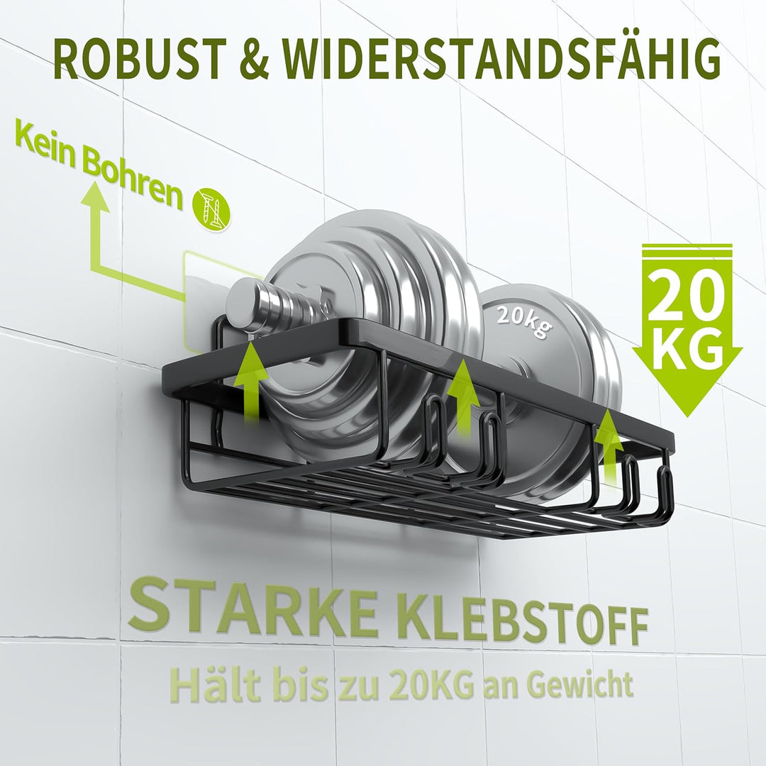 TGNISI Duschablage Ohne Bohren 5 Set mit Seifenhalter Badezimmer Regal Badezimmer Organizer Schwarz