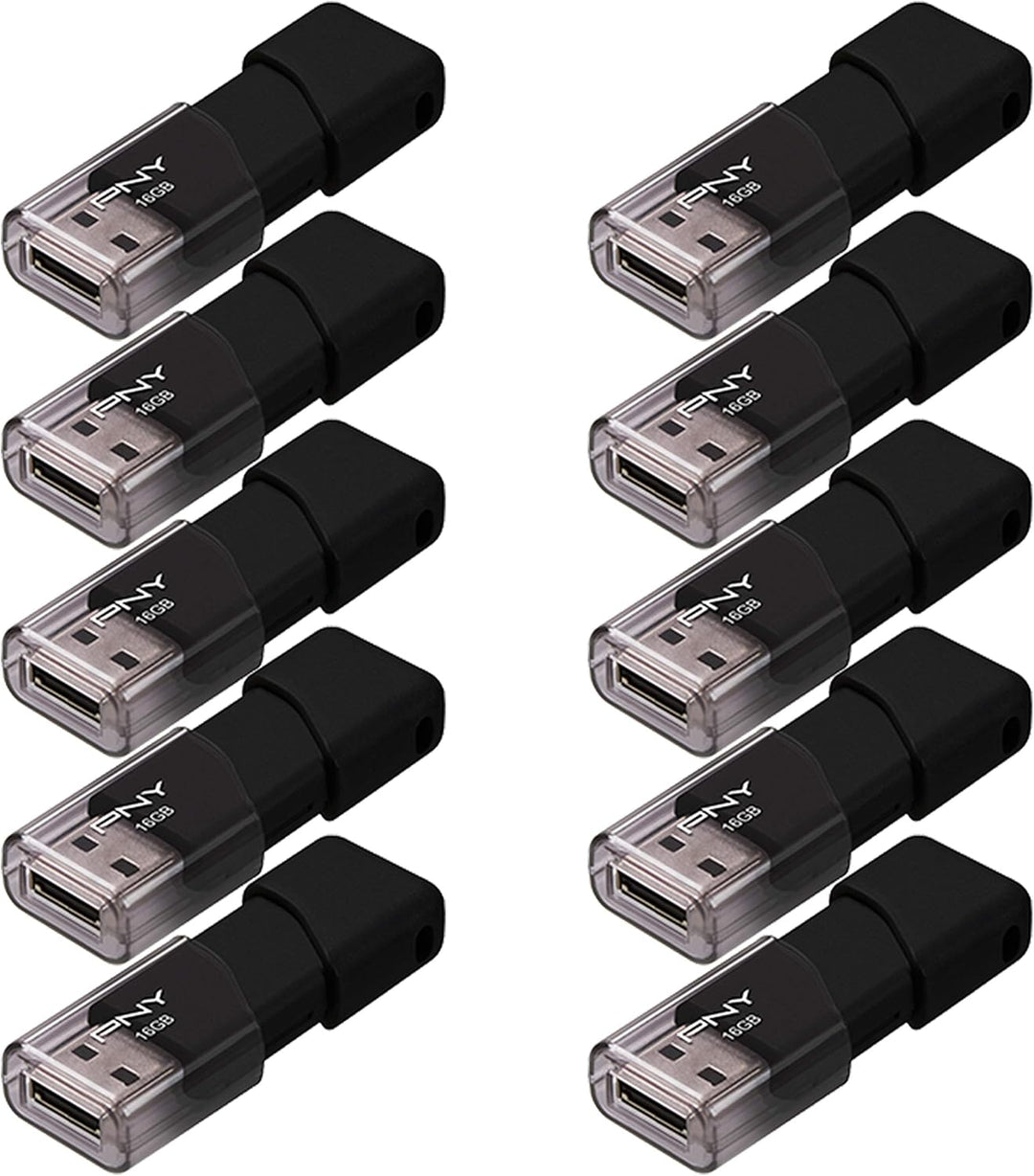 PNY Attaché 3 USB-Speicherstick (16 GB, USB 2.0, 10 Stück, schwarz (P-FD16GX10ATT03-MP) 16 GB / 10er