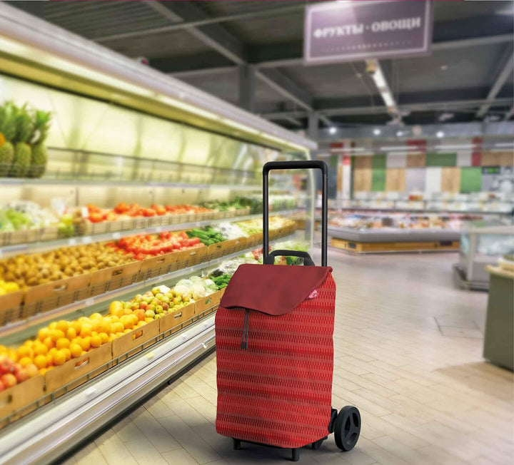 Gimi Easy Einkaufswagen, Tragkraft 30 kg, Legierter Stahl Polyester, rot, 40 L 40 L Rot