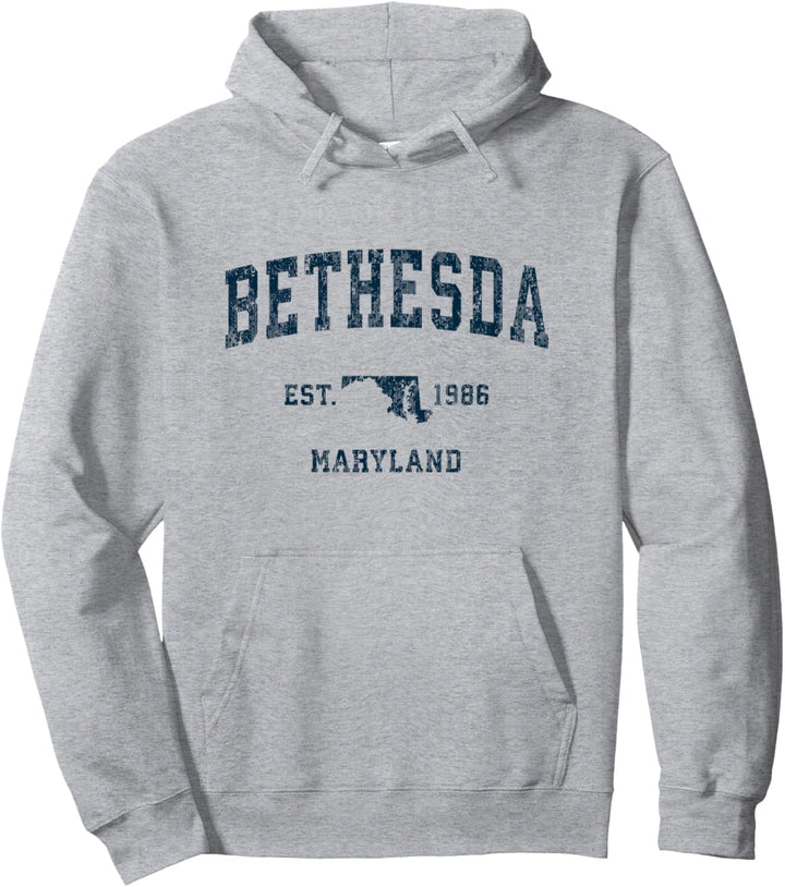 Bethesda Maryland MD Vintage-Sportdesign Marineblau Pullover Hoodie