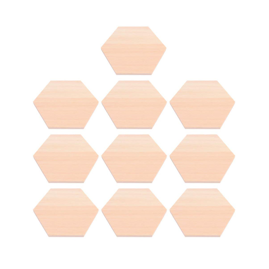 Supvox 10Pcs Holz Sechseck Formen Unvollendete Holzausschnitt Formen Scheiben Leere Holzverzierungen