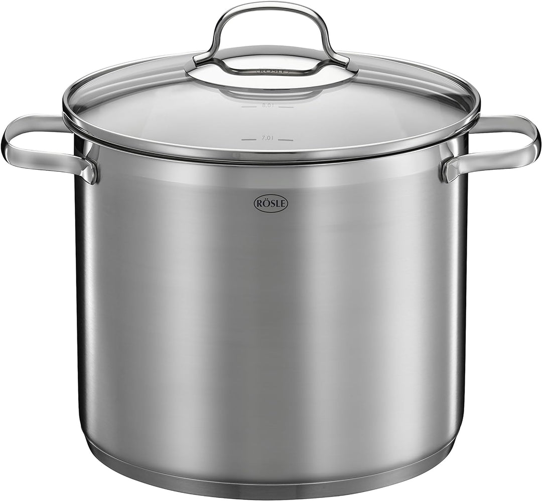 RÖSLE ELEGANCE Gemüse/Partytopf, Hochwertiger Edelstahltopf zum Kochen grosser Mengen, 8 Liter, Edel