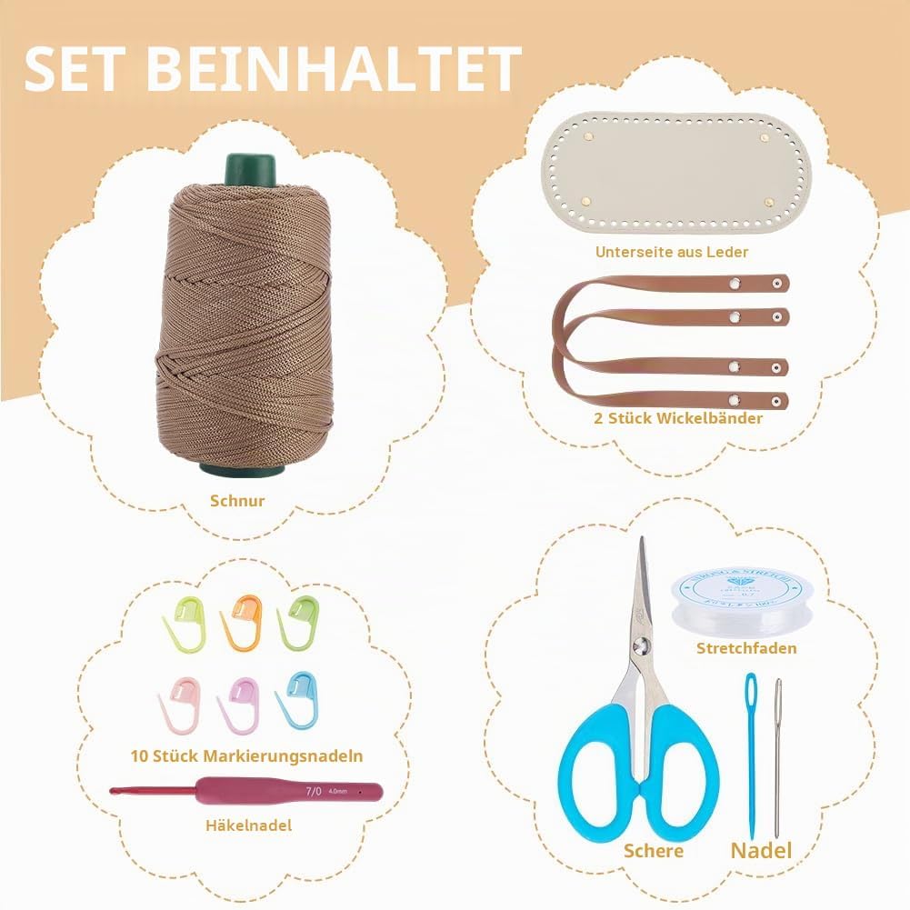 ORIGACH Ausgehöhlte Blumen Häkelset Für Anfänger, DIY Handtasche Starter Häkelset Für Erwachsene Mit