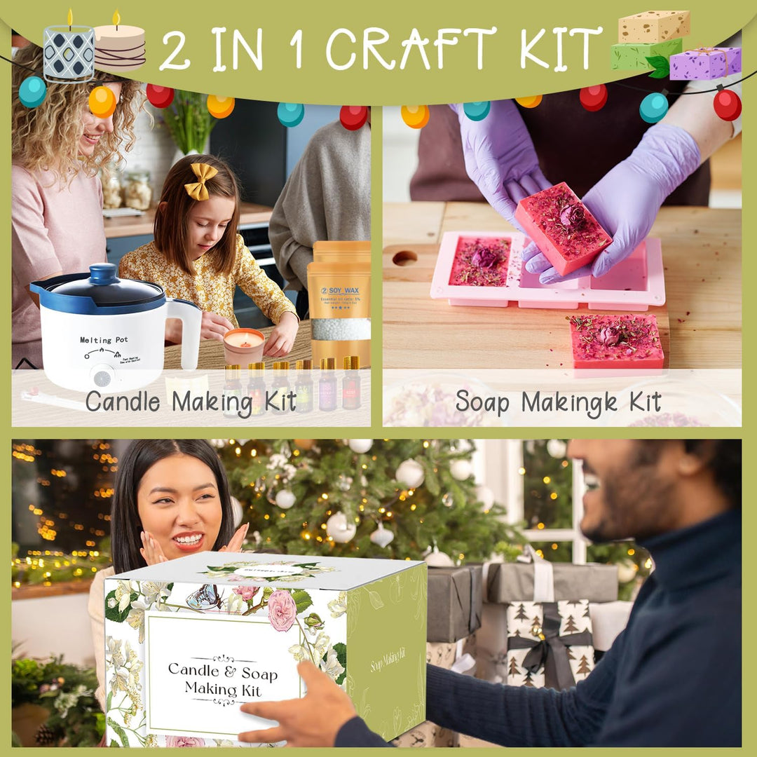 LFISGNN 2-in-1 Kerzen- und Seifenherstellungsset für Erwachsene Anfänger, Komplettes DIY-Set zum Sel