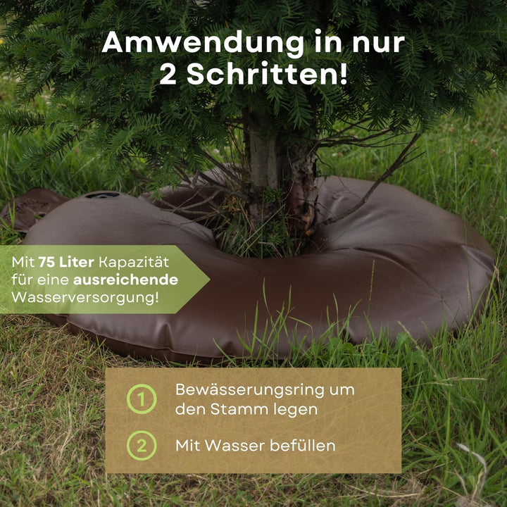 Bewässerungsringe für Bäume 1 x 75L / 98cm I Bewässerungssäcke für Bäume aus PVC I brauner Baum Bewä