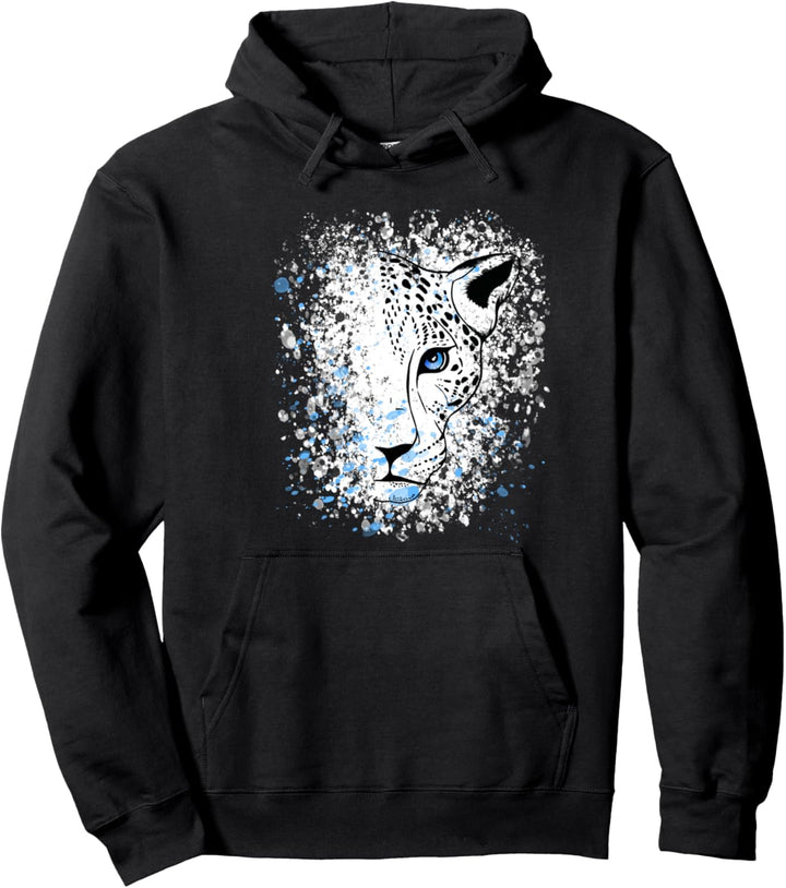 Schneeleopard Blaue Augen Leopard Raubkatze Cool Pullover Hoodie