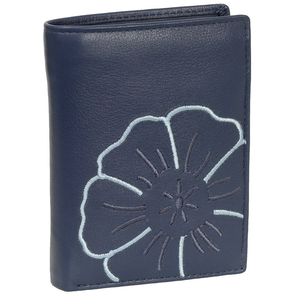 Branco Leder Geldbörse Portemonnaie Damenbörse Damen Geldbeutel Blau - Hochformat, Blau