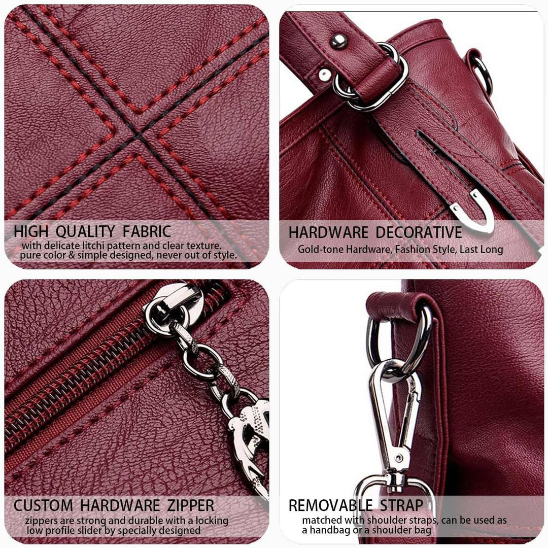 DEERWORD Damen Taschen Handtaschen Elegant Frau Schultertaschen Lack PU-Leder Henkeltaschen Weinrot,