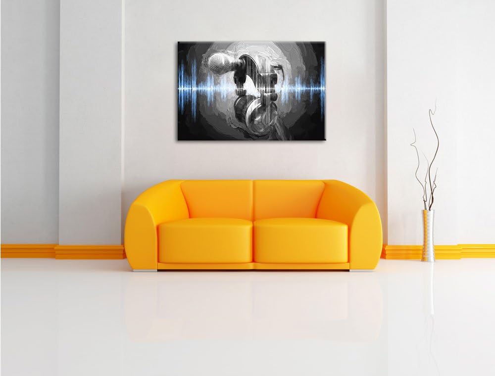 Mikrofon Pinsel Effekt, Format: 100x70 auf Leinwand, XXL riesige Bilder fertig gerahmt mit Keilrahme