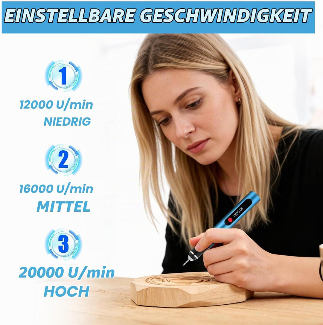 Flintronic Gravierstift, Kabelloser Elektrischer Gravierstift mit 30 Bits, Mini Gravierwerkzeug 3-Ga