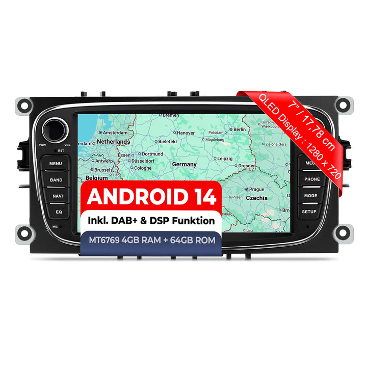 M.I.C. AF7-L3 Android 14 Autoradio mit Navigation: MediaTek MT6769V,4GB+64GB,7 Zoll QLED Display,SIM