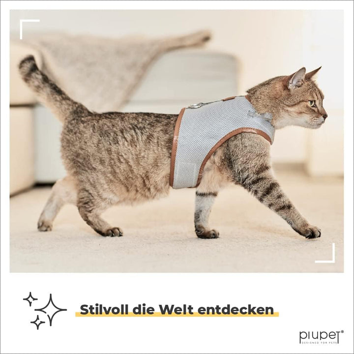 PiuPet® Katzengeschirr (M) mit 1,2m Leine I ausbruchsicher I Geschirr Katze I Katzengeschirr ausbruc