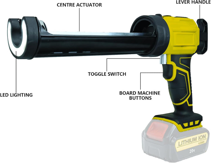 Akku Kartuschenpresse für DeWalt 20V Max Batterie mit LED-Licht und 4 Einstellbaren Geschwindigkeite
