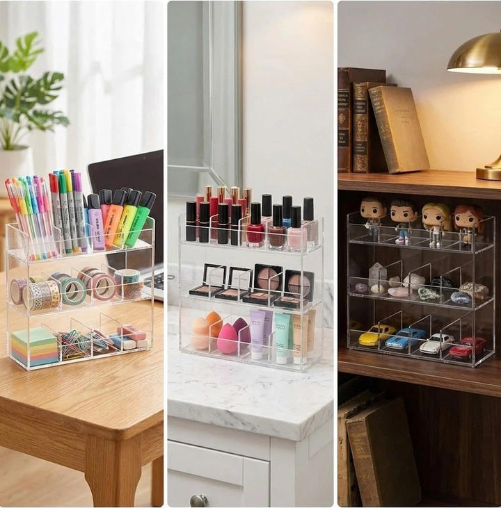 Teebeutel Organizer aus Transparentem Acryl, 12-Fach Teebox für 200+ Teebeutel, Stapelbare Tee Aufbe