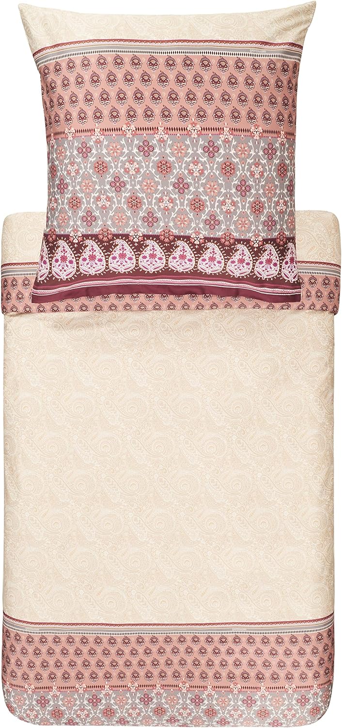 Bassetti Mako-Satin Bettwäsche-Garnitur Laglio Farbe Beige 41 Grösse 155x220cm+80x80, 155x220