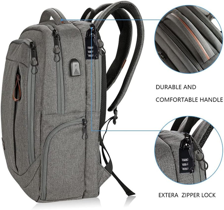 KROSER Laptop Rucksack Schulrucksack 17,3 Zoll Reiserucksack Handgepäck Tagesrucksack Wasserabweisen