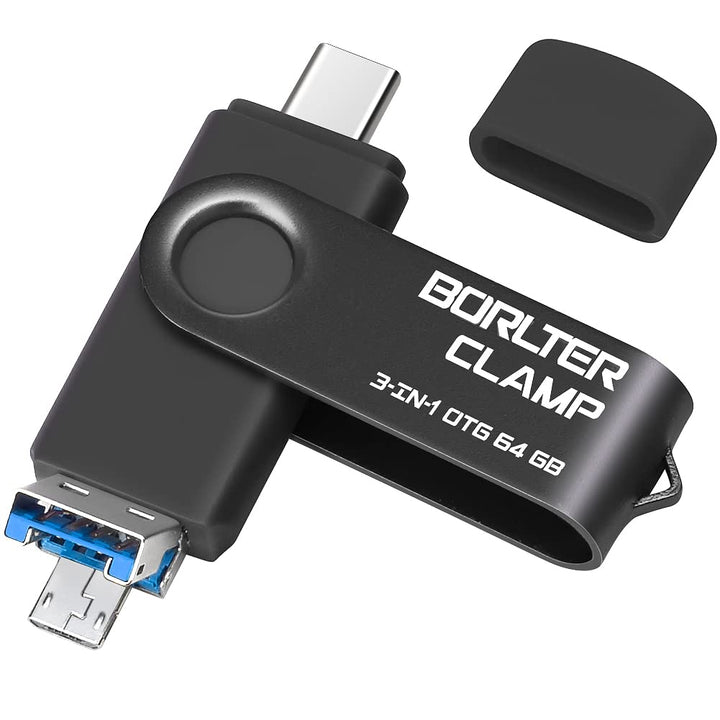 64 GB USB 3.0 Flash-Laufwerk 3 in 1 Foto-Stick für Android-Handys, BORLTER CLAMP OTG Speicherstick m