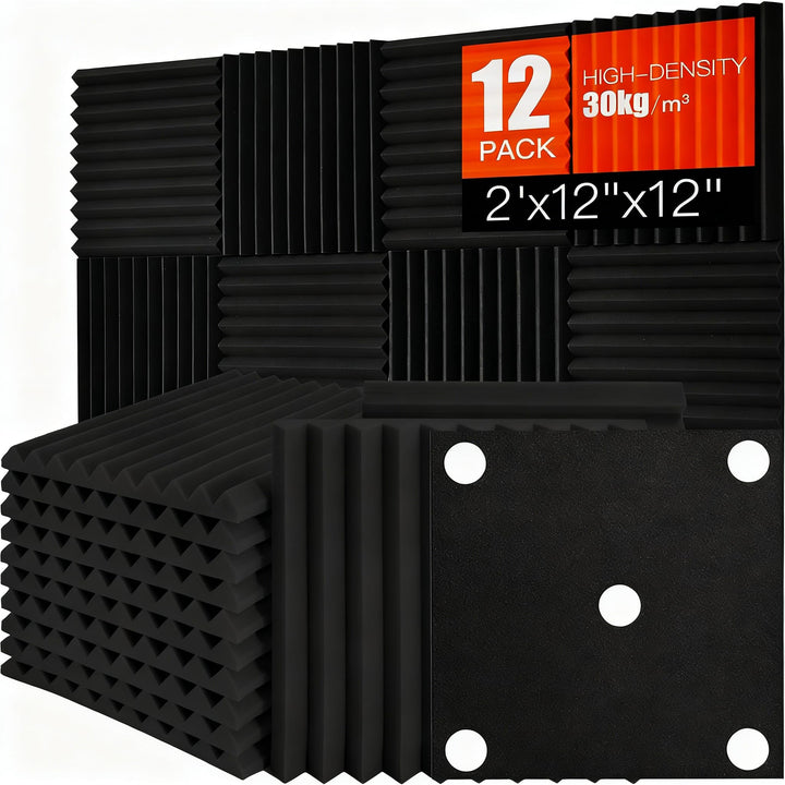 Akustikpaneele selbstklebend 12 Stücke,Akustikschaumstoffplatten Schallabsorbierende Platten Keile S