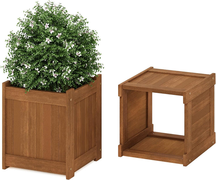 Furinno Tioman Blumenkasten in Teaköl, braun, 39,12 x 39,12 x 44,96 cm Garten, Garten