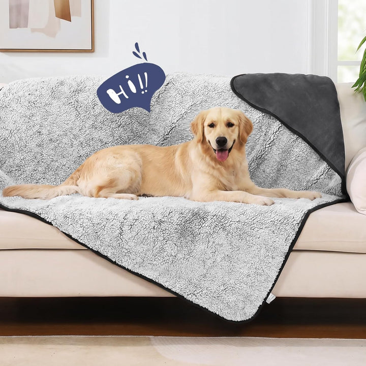 PETTOM Hundedecke Wasserdicht, Hundedecke Sofa 152 x 127 cm, Hunde Decke aus Sherpa und Flanell, Hau